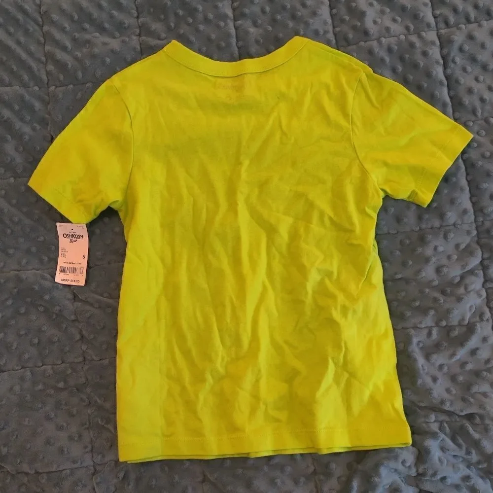OSH kosh dino bike tee yellow and black size 6 nwt